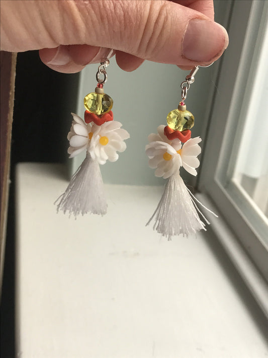 My unique, one-of-a-kind handmade by me - FUN, Bohemian style tassel beaded drop earrings