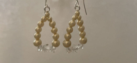 Handmade vintage faux pearl and crystal dangle earrings