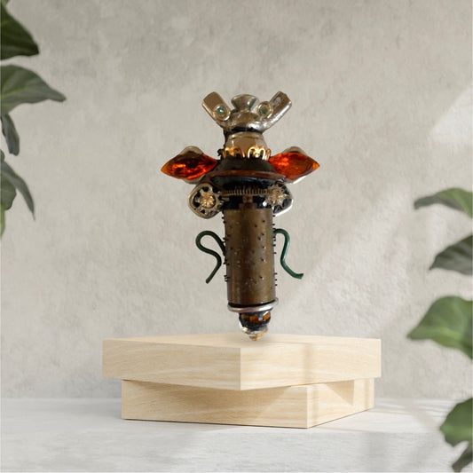 Meet "Scout" , a mixed material insect made of parts of a vintage Swiss music box, along with nails, screws, bolts - pin or necklace pendant