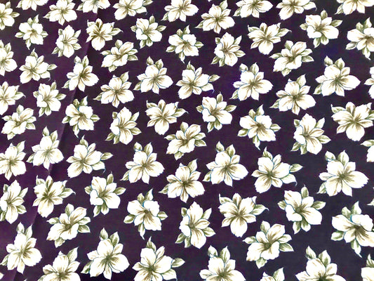 Vintage fabric - flowers - silky finish - 4+ yards