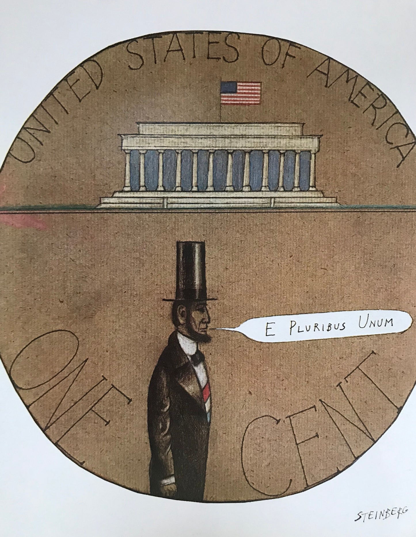 May 3, 1976 - The NEW YORKER Magazine original cover - Abraham Lincoln, penny, one cent