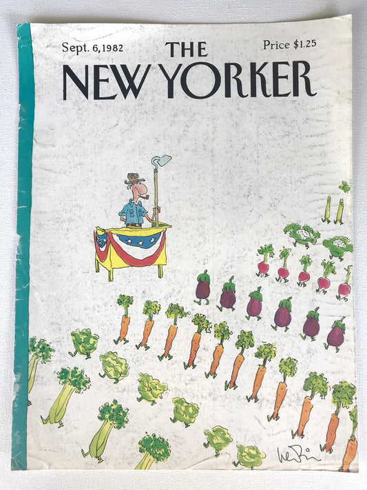 NEW YORKER Magazine cover - September 6, 1982 - vegetable parade