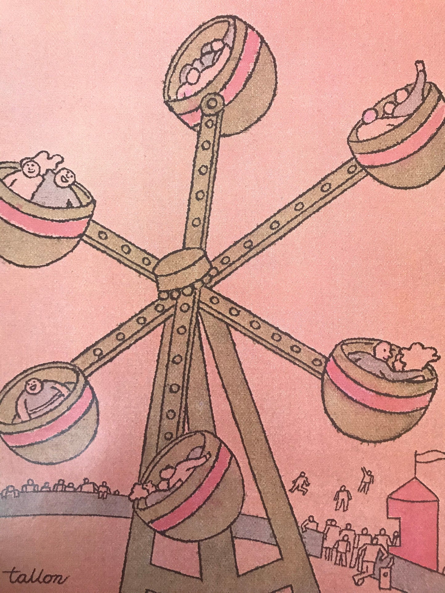The NEW YORKER magazine cover only - July 25, 1977 - ferris wheel