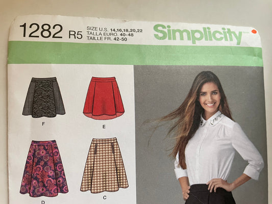 UNCUT Sewing Pattern - Simplicity 1282 - Sizes 14, 16, 18, 20, 22 - Skirt pattern - above knee, and knee length