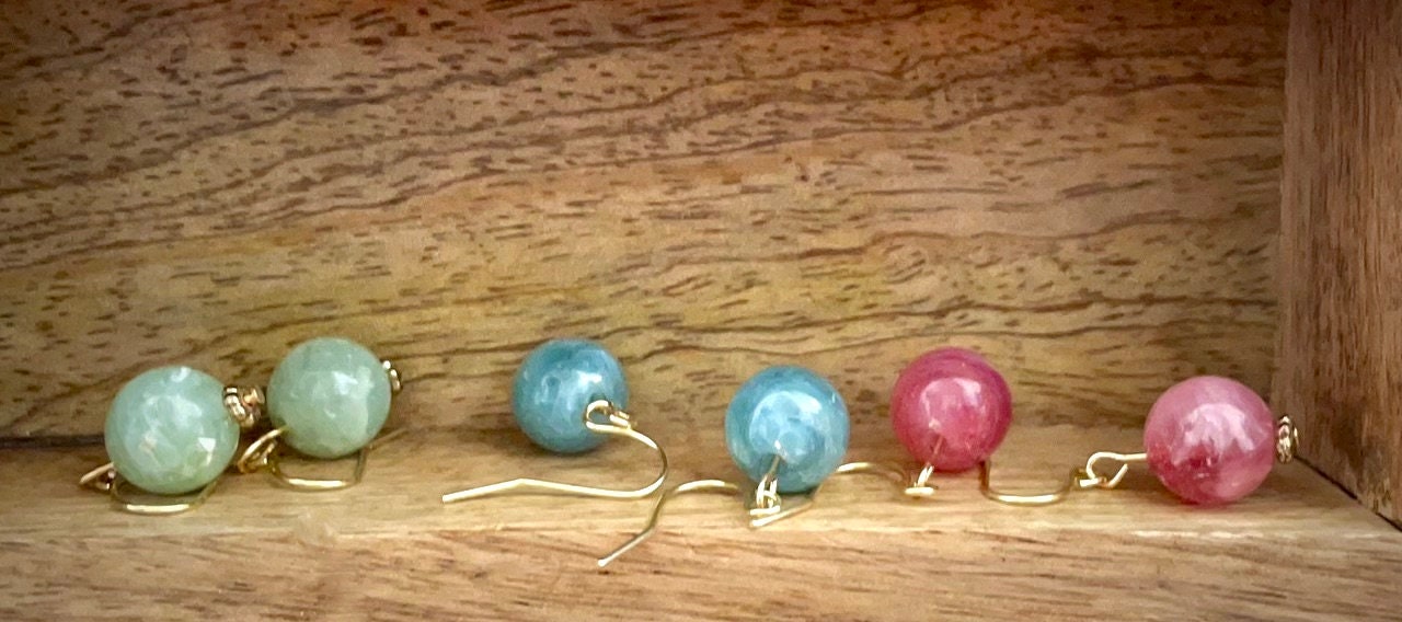 Your choice of pastel colored ball drop dangle earrings