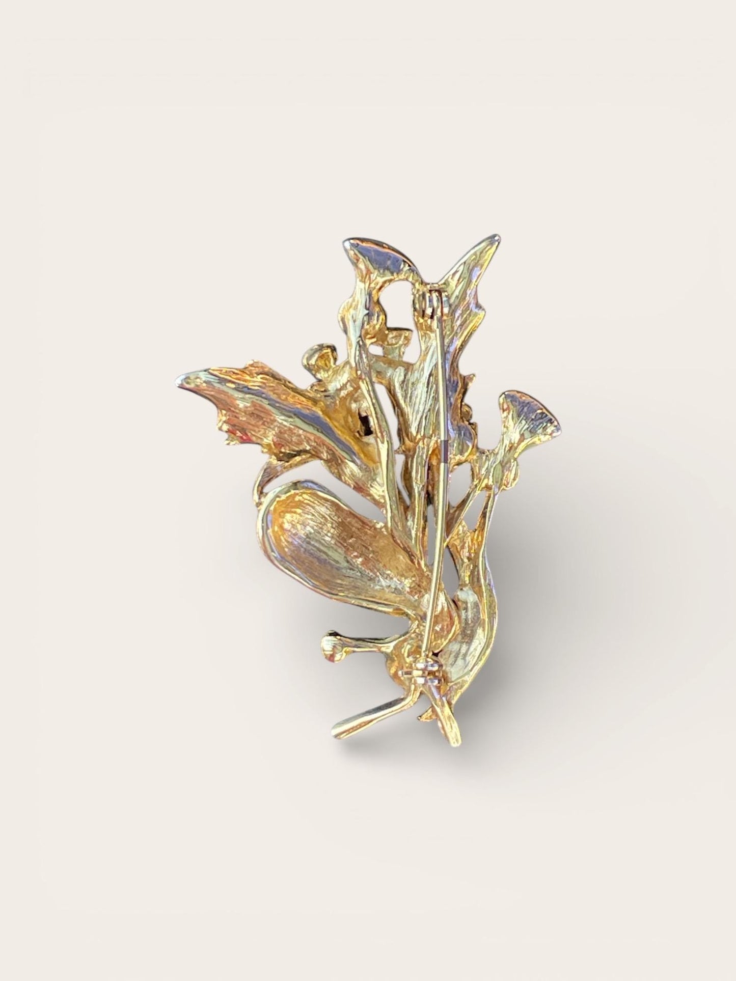 Vintage Gold Thistle Brooch Rhinestone Scottish Thistle Pin Gold Tone Floral Brooch Vintage Costume Jewelry Gift for Her