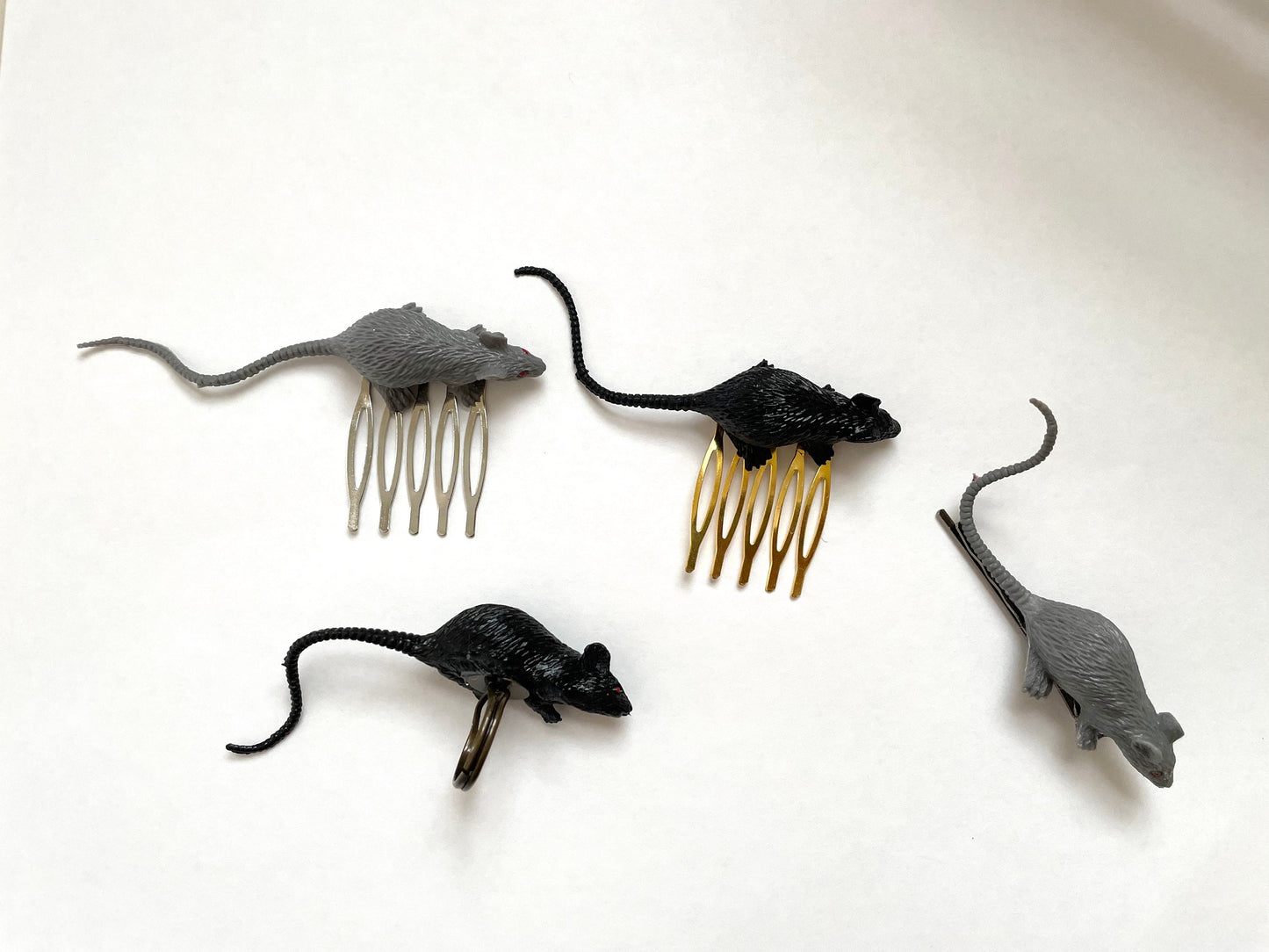 Fun Halloween rat jewelry your choice of hair pins, combs or ring - scary, spooky fun Halloween jewelry, costume, accessories -mouse, mice