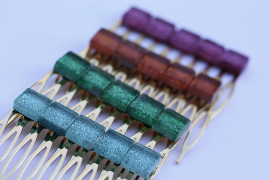Stunning glittered glass hair comb