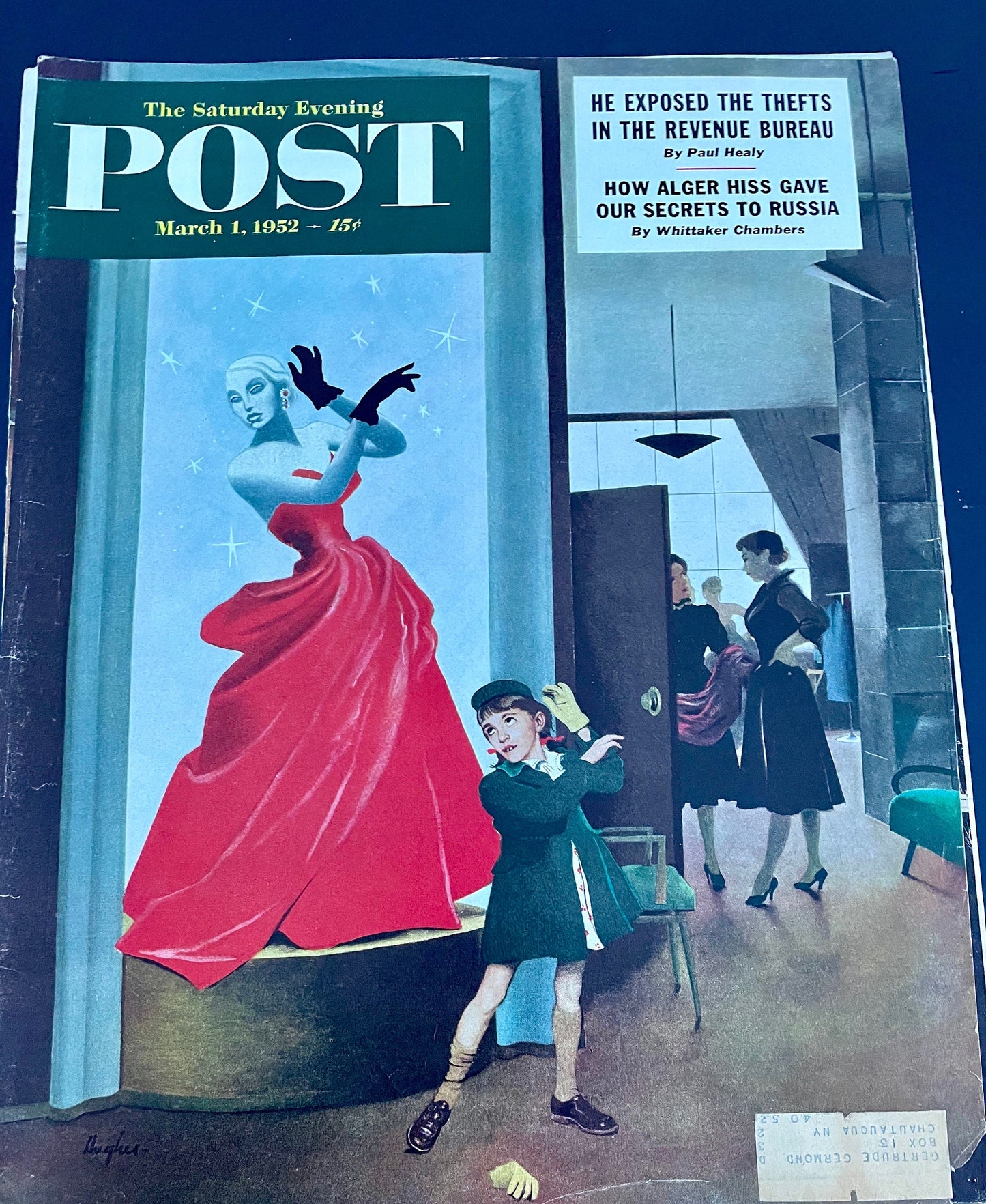 Saturday Evening Post - Original Cover (cover only, not the full magazine) - March 1, 1952 - young girl posing, funny, poignant