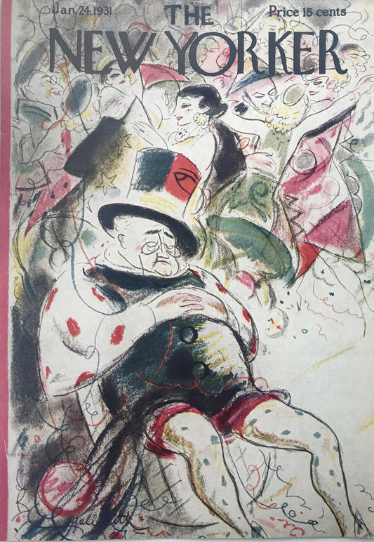 RARE - The NEW YORKER Magazine very rare original cover - January 24 1931 by William Crawford Galbraith - old man passed out at party