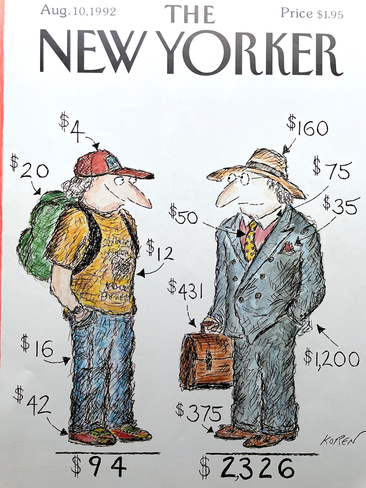 August 10, 1992 - The NEW YORKER Magazine original cover - Edward Koren