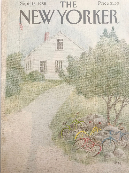 The NEW YORKER Magazine cover - September 16, 1985 - rare original cover - bicycles
