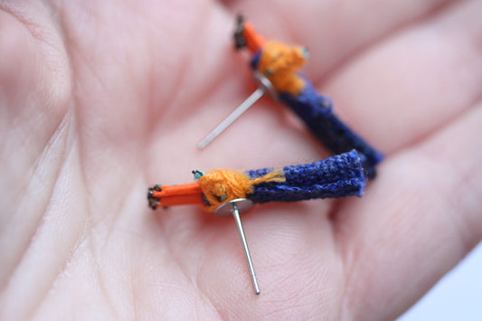Unique little worry doll stud earrings