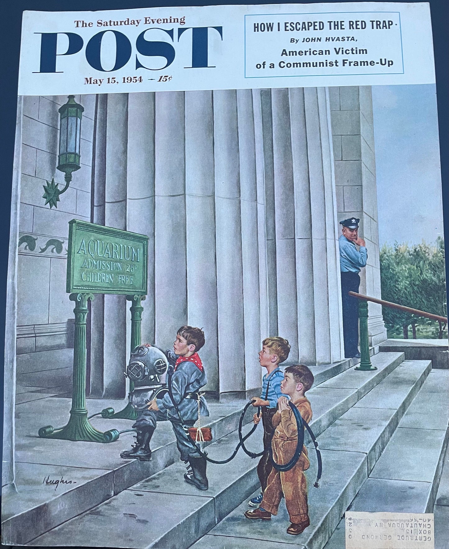 RARE - Saturday Evening Post - Original Cover - May 15, 1954 - aquarium
