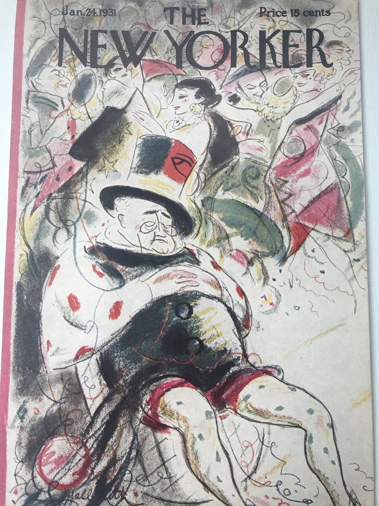 RARE - The NEW YORKER Magazine very rare original cover - January 24 1931 by William Crawford Galbraith - old man passed out at party