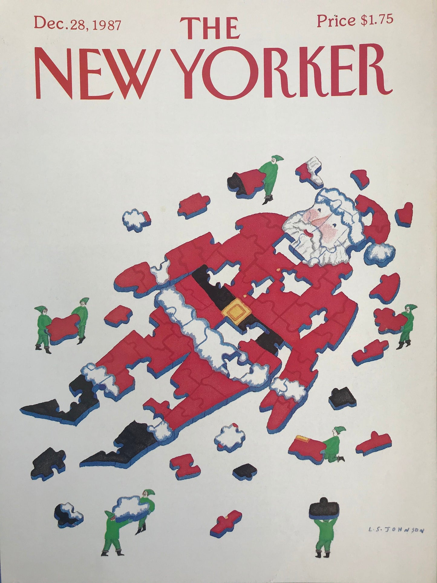 NEW YORKER Magazine original cover - vintage - December 28, 1987