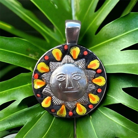 My own handmade micro mosaic millefiori glass necklace - sun themed - one-of-a-kind - Inspired by Italy and folk art