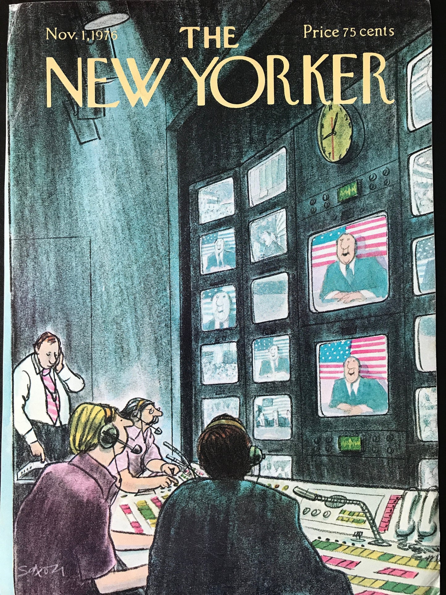 July 19, 1976 - The NEW YORKER Magazine charming original cover - Artist: Charles Saxon - television election