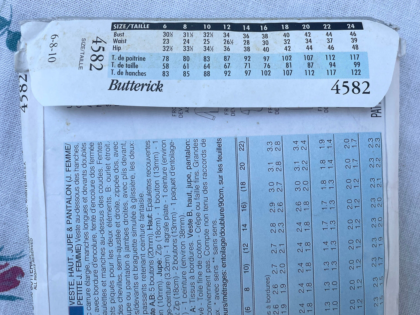 UNCUT vintage Sewing Pattern - Butterick 4582 JH Collectibles - Size Tall 6, 18, 10 - Jacket Top Skirt Pant