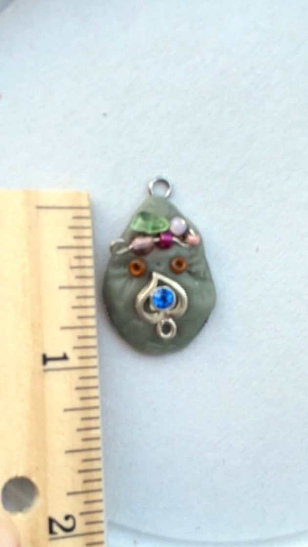 Meet Telly, my lovable bead wearing a beaded hair band - She's a handmade mosaic necklace pendant