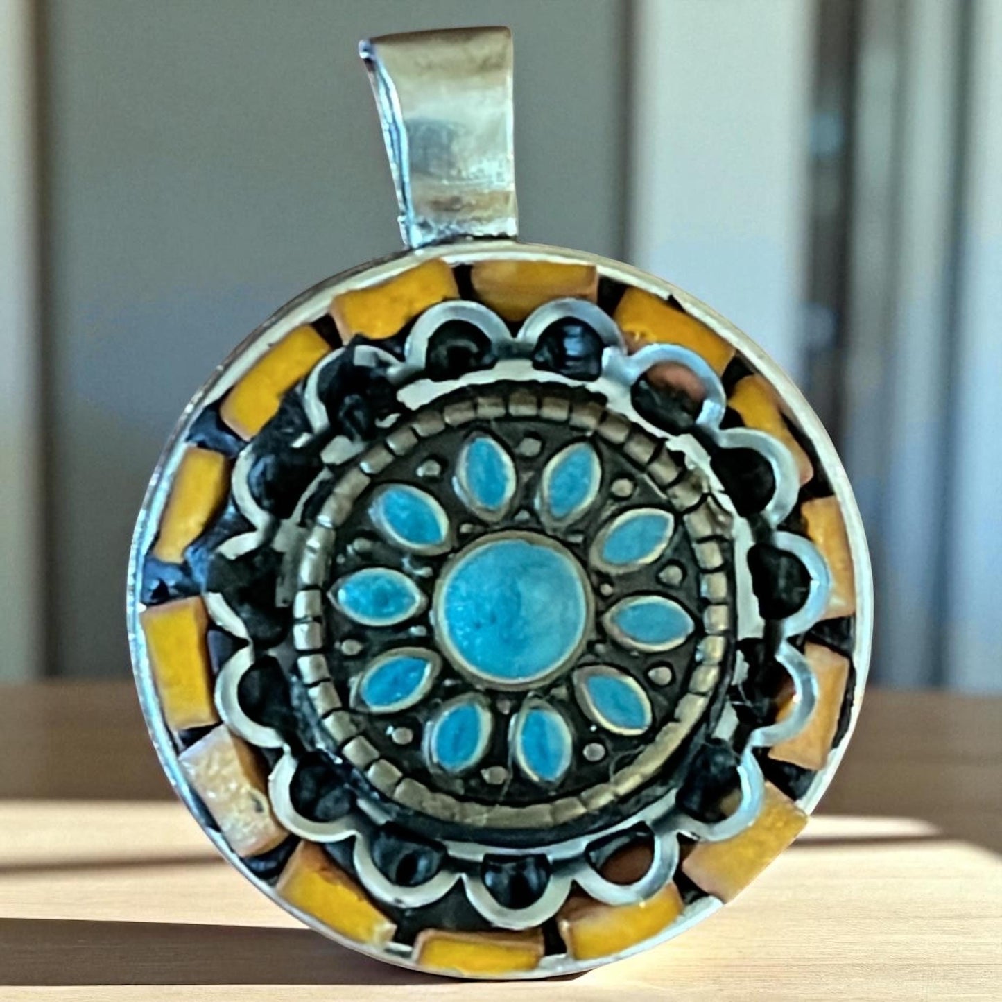 Handmade mosaic floral necklace