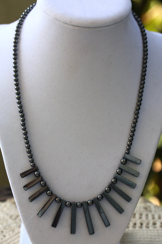Stunning black vintage hematite necklace