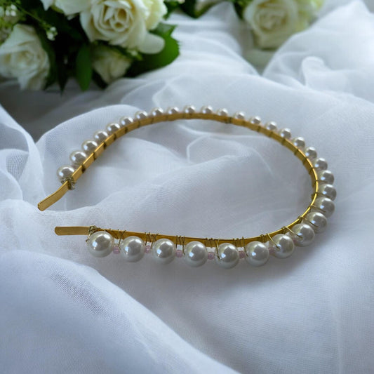 Stunning handmade pearl head band on metal base - wedding, bride, formal hair, hair do