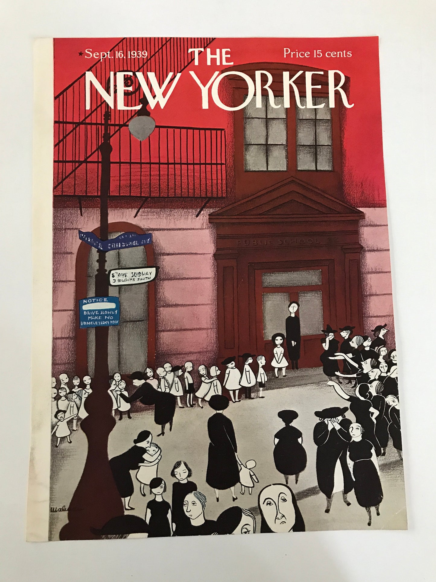 The NEW YORKER Magazine - original cover - September 16, 1939 - Christina Malman - Children going to school