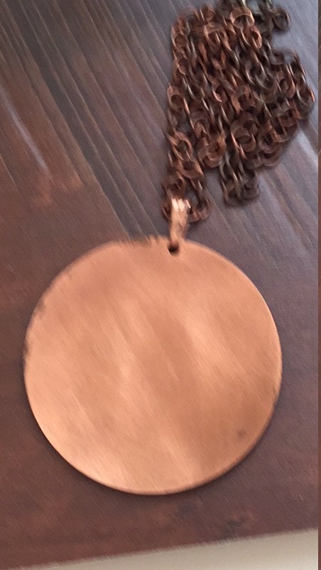 Unique mid century modern vintage enamel on copper necklace - blue, green and yellow