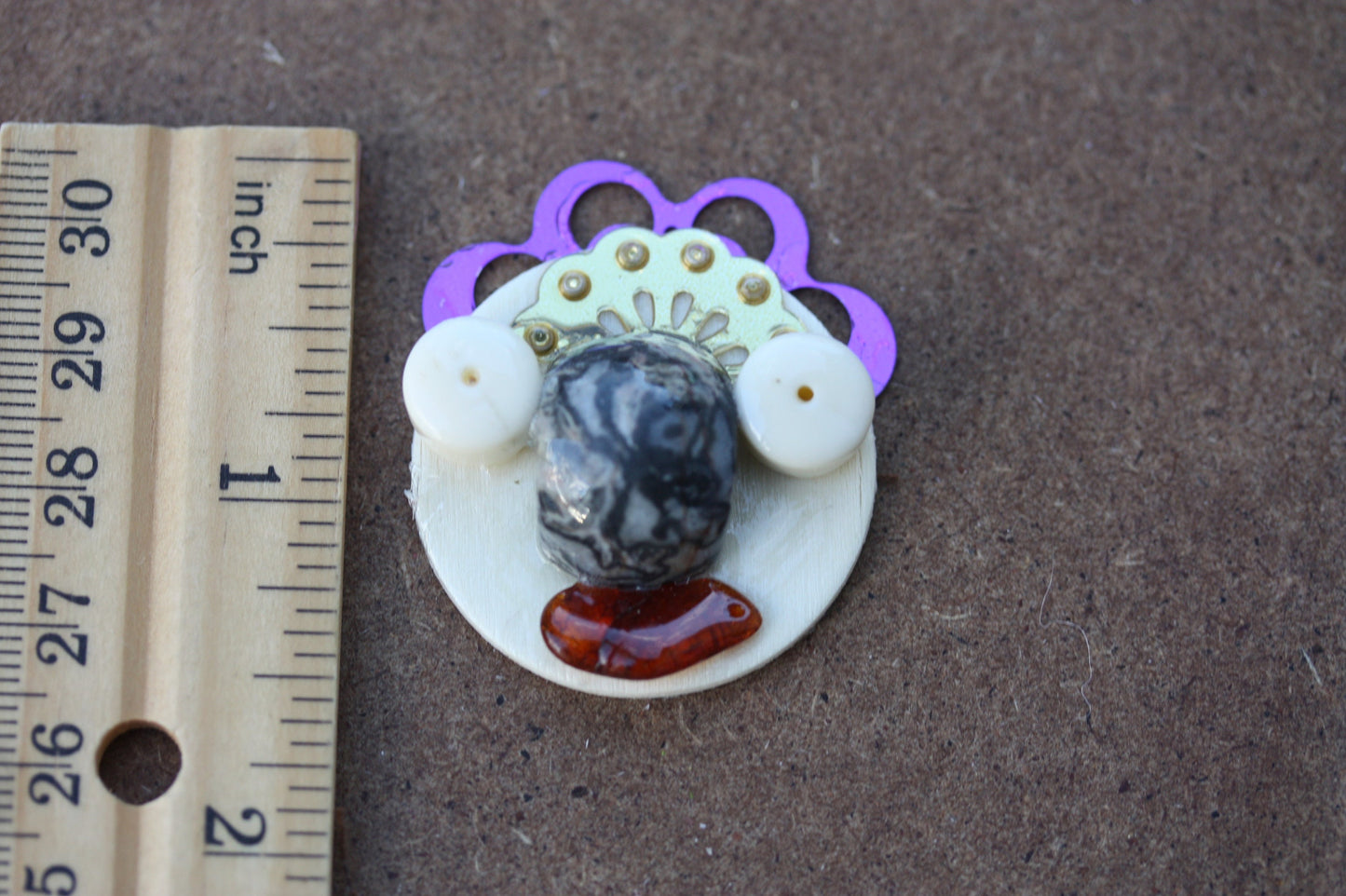Meet "Mr. Koala" - Assemblage art / mixed media collage - little flying insect magnet, lapel pin or necklace pendant