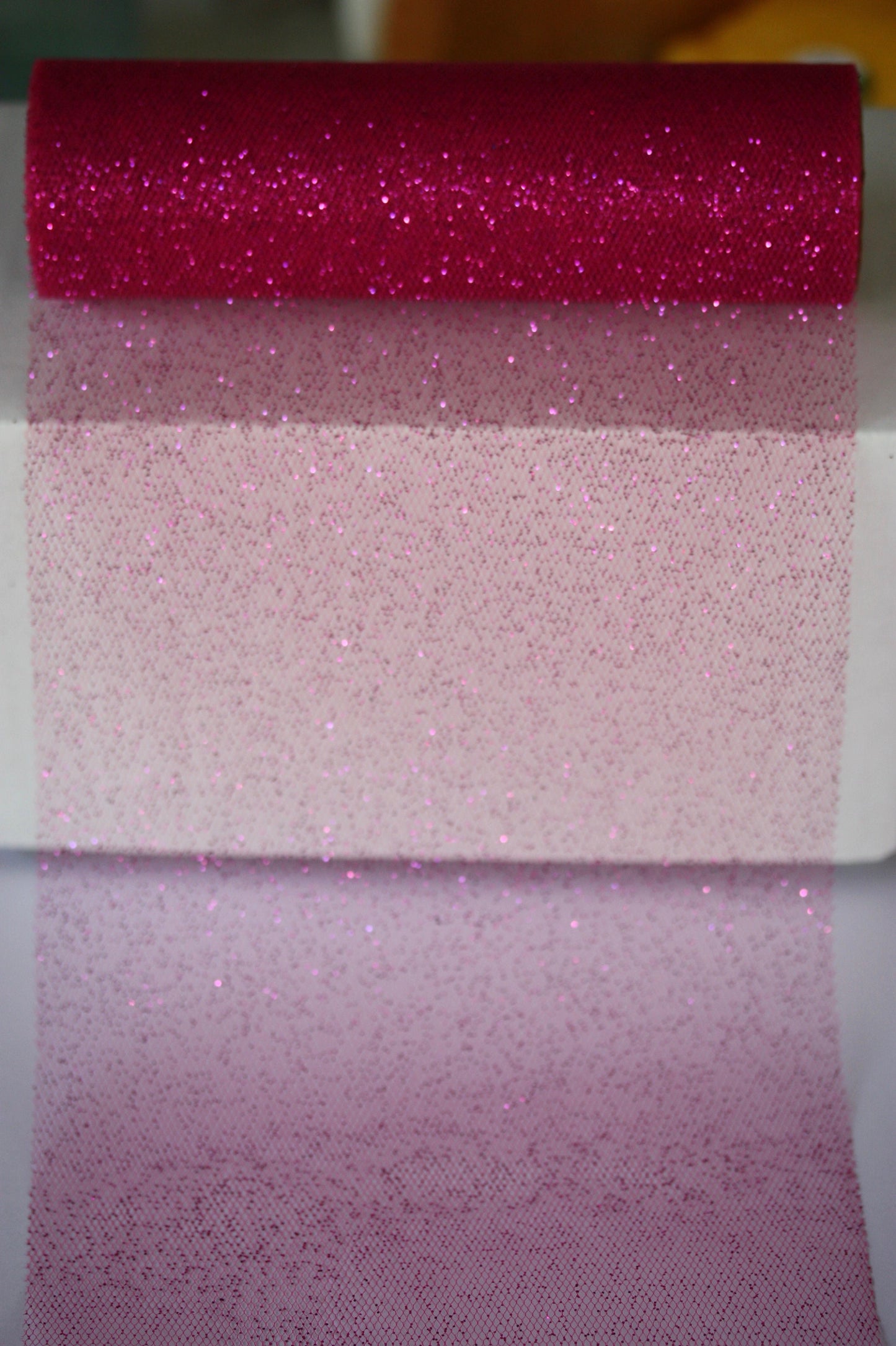 Stunning pink glittered tulle - for gift box wrap, bows, decorating, wreath making or other crafts