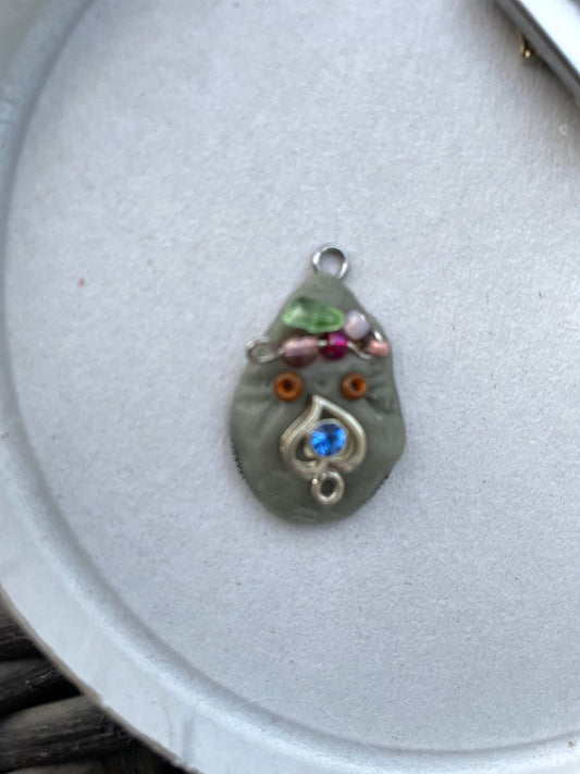 Meet Telly, my lovable bead wearing a beaded hair band - She's a handmade mosaic necklace pendant