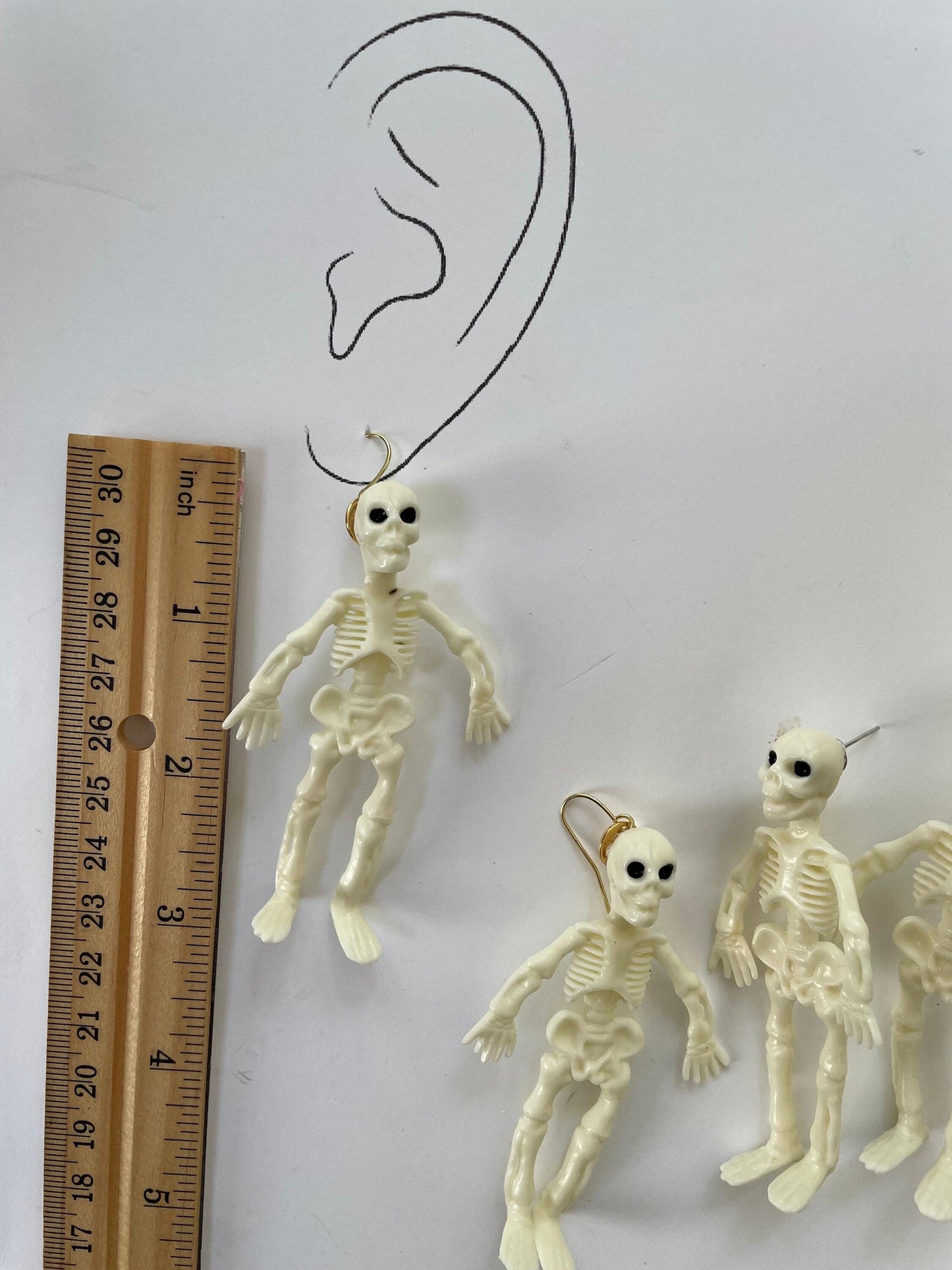 Skeleton Earrings: Spooky Halloween Costume Jewelry (Stud or Dangle)