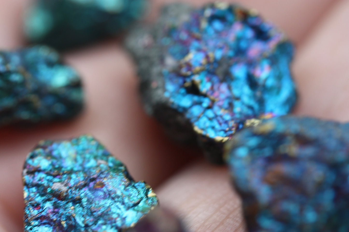Stunning peacock ore stone stud earrings - considered a stone of happiness and joy that helps channel happiness to yourself & others