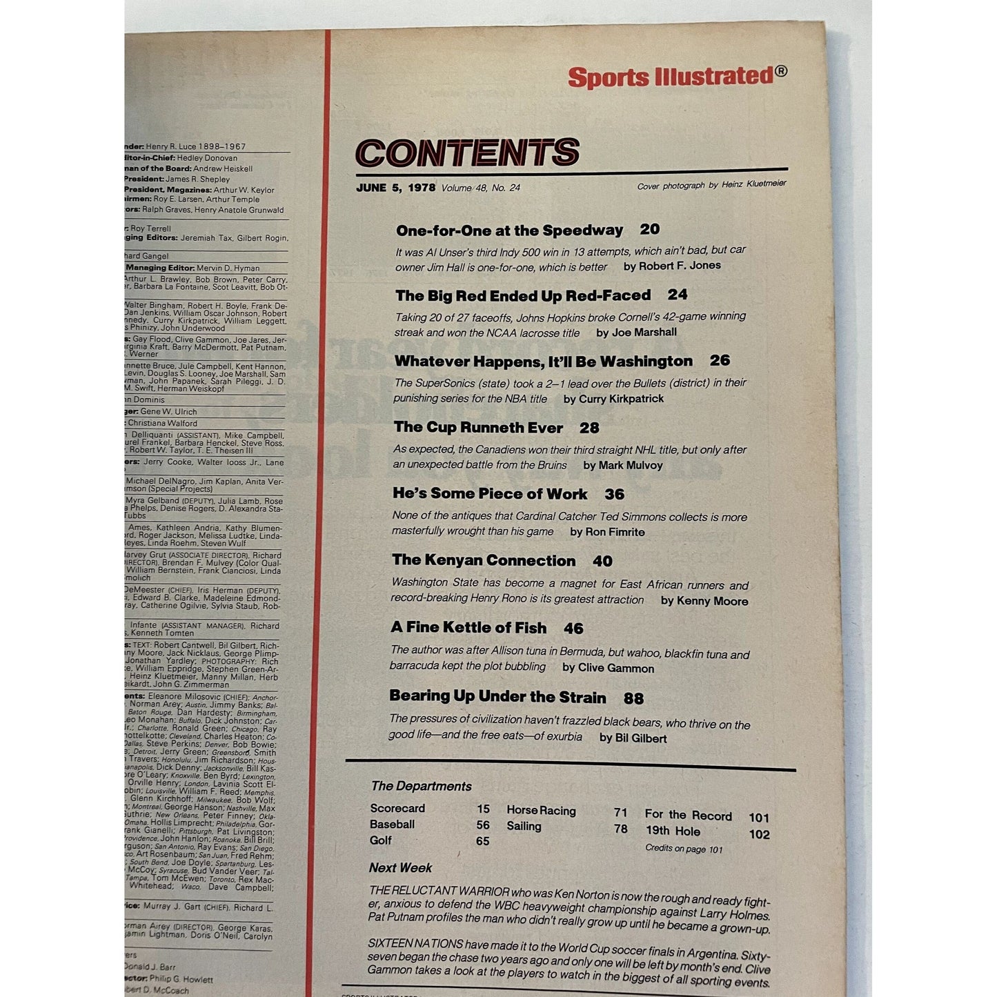 Sports Illustrated Magazine complete issue - June 5, 1978 - Third Indy 500 Racing Win For Al Unser