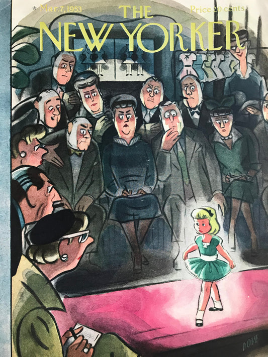 March 7, 1953 - The NEW YORKER Magazine original cover by Leonard Dove - little girl fashion runway