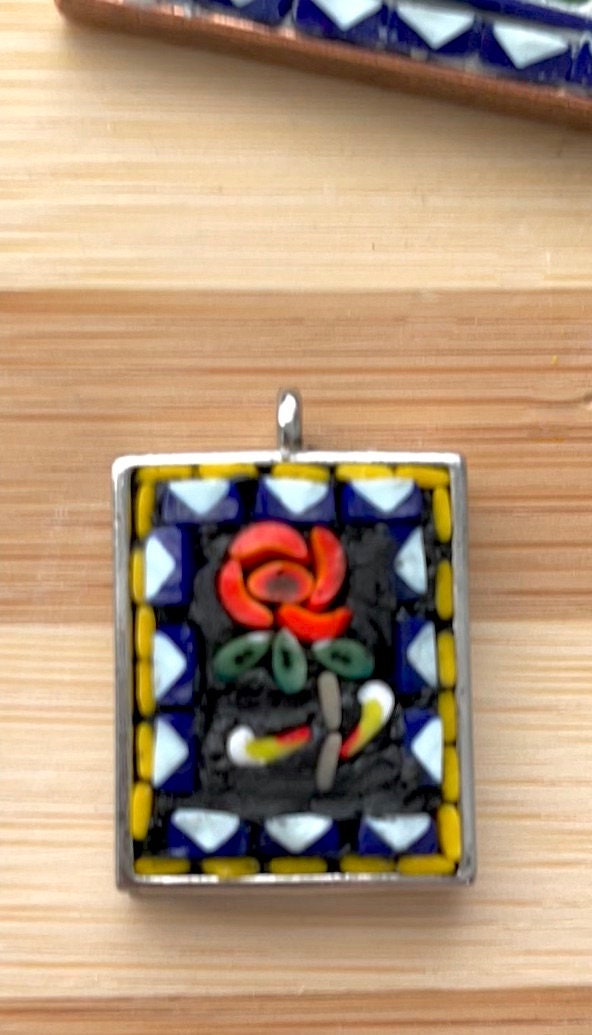 My handmade micro mosaic necklace - flower garden