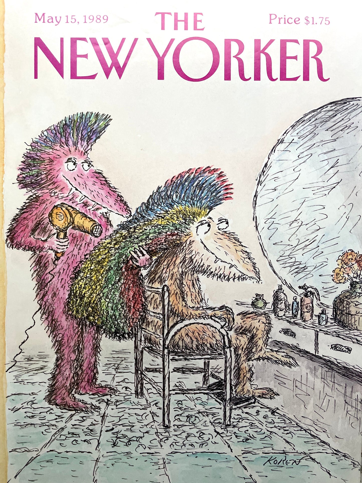 May 15, 1989 - The NEW YORKER Magazine original cover - Edward Koren - hair salon, hair cut