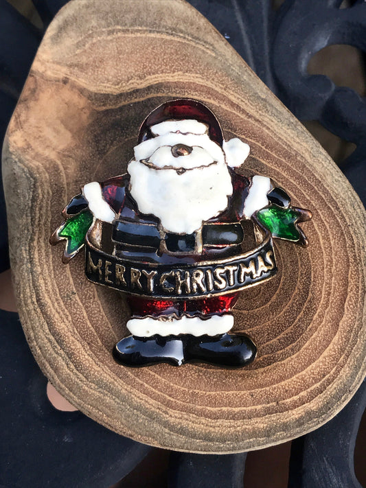 Enamel vintage Santa Claus pin - Christmas pin - holiday pin