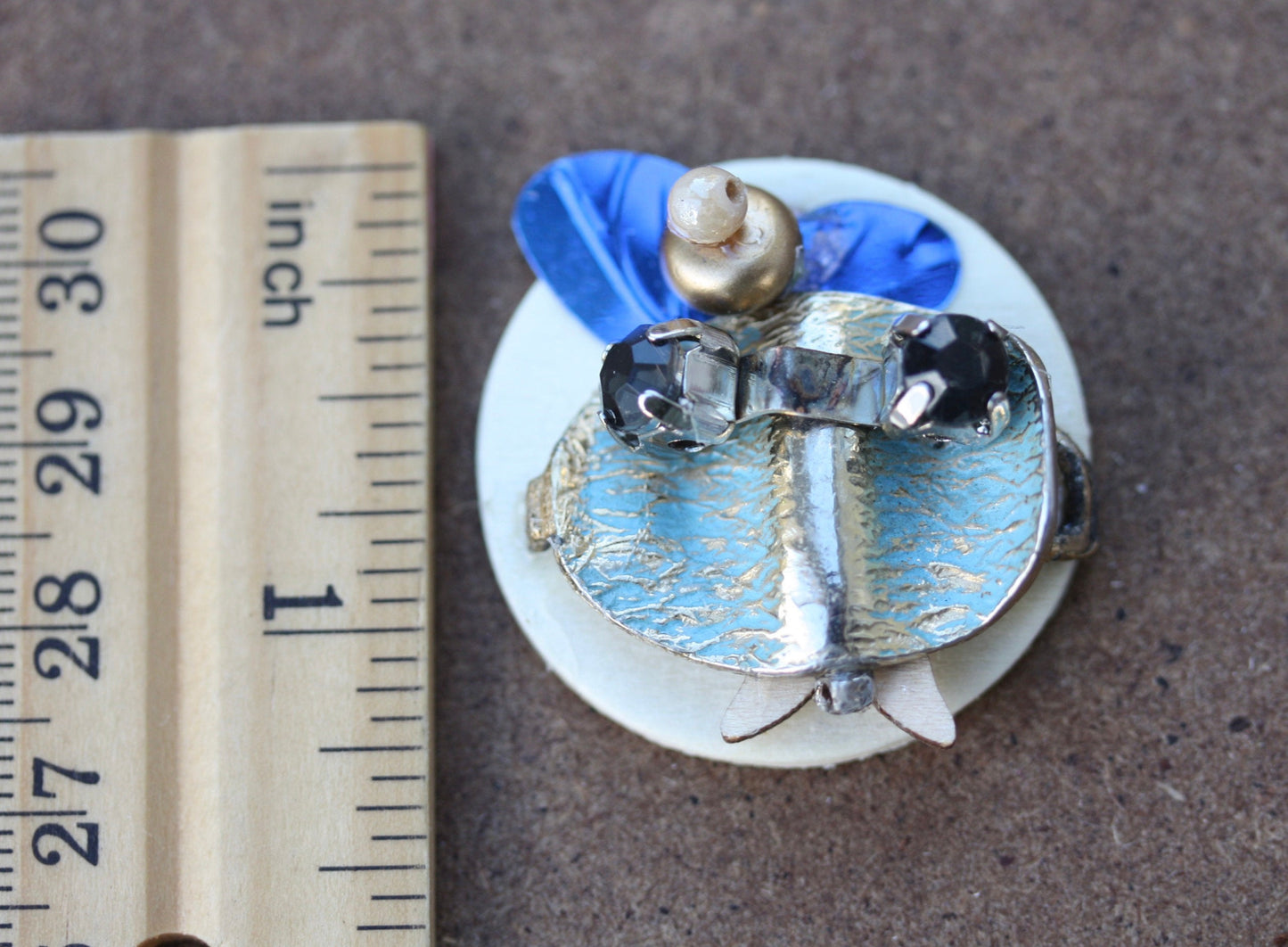 Meet "Pierre LeFlurf" - Assemblage art / mixed media collage - magnet, lapel pin or necklace pendant