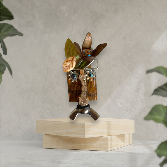 Meet "Gert" a mixed material piece made of parts of a vintage Swiss music box, along with hardware - pin or necklace pendant