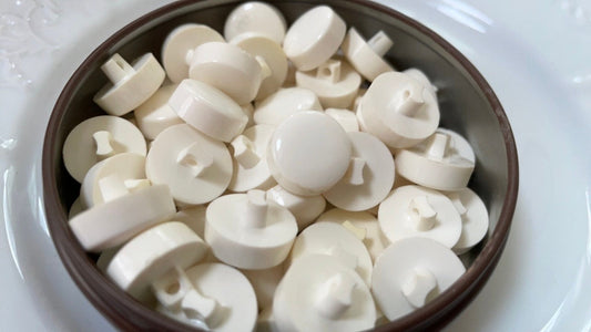 One dozen white round "puff" style cute vintage buttons