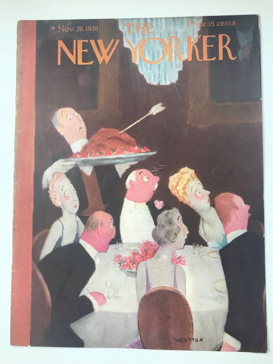 RARE - The NEW YORKER Magazine very rare original cover - November 26, 1938 - Thanksgiving