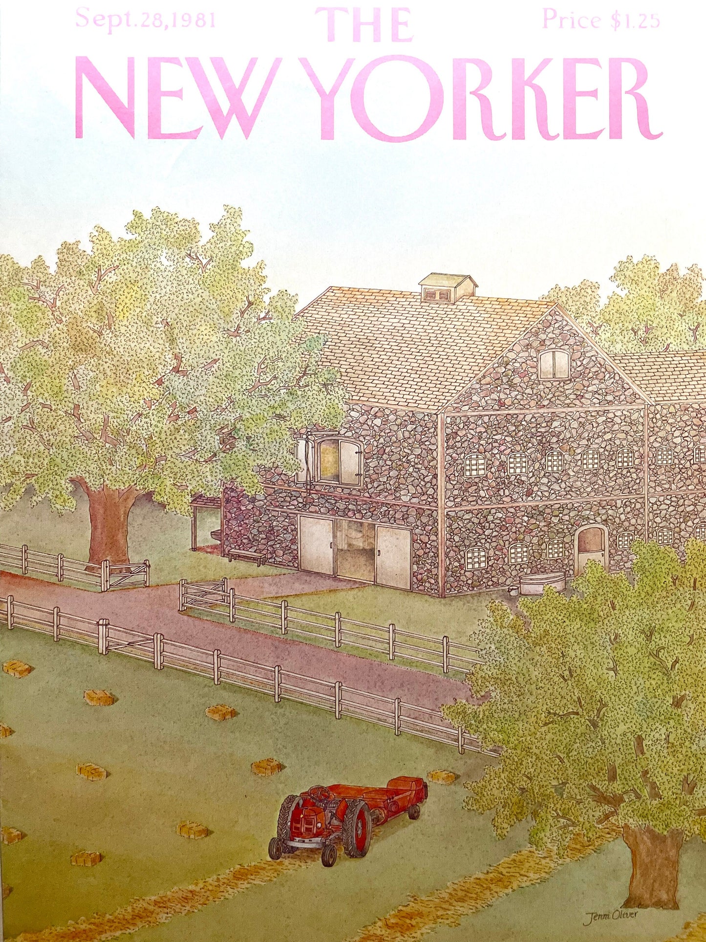 September 28, 1981 - The NEW YORKER Magazine original cover - artist Jenni Oliver - farm