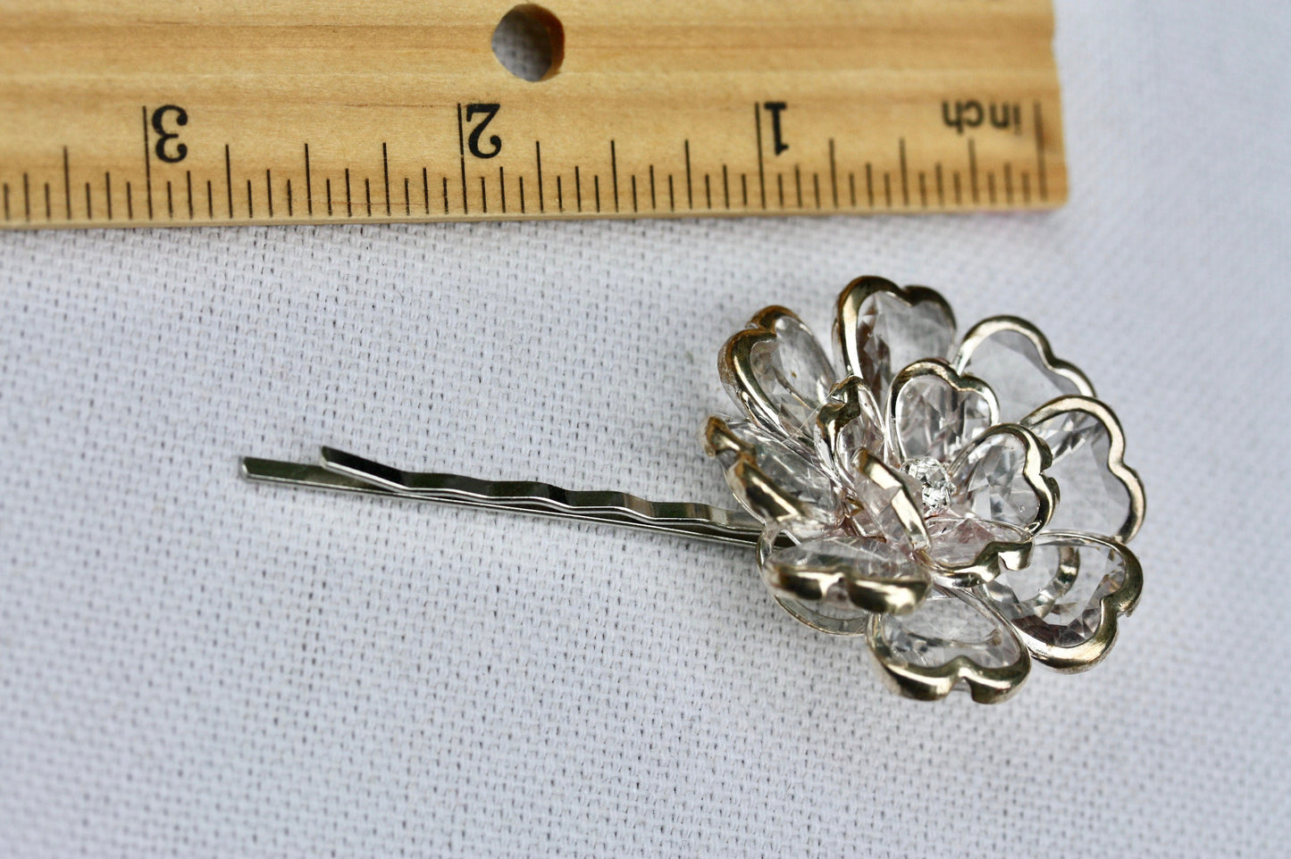 Stunning rhinestone and crystal floral hair pin, made with new and repurposed vintage elements - crystal flower hair accessories