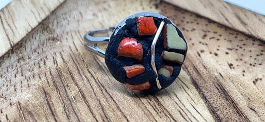 Handmade micro mosaic adjustable ring - Italian inspired - hand cut tile