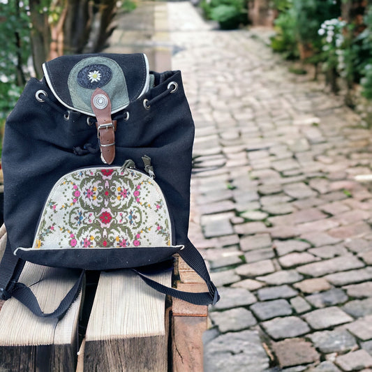 Vintage Embroidered Backpack – Durable Canvas Fabric Boho Style Bag