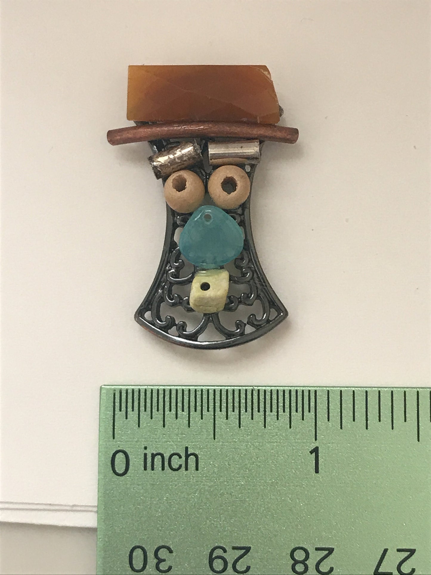 Meet "Inquisitive man" Handmade, one-of-a-kind assemblage art - can be ordered as a necklace, pin or magnet