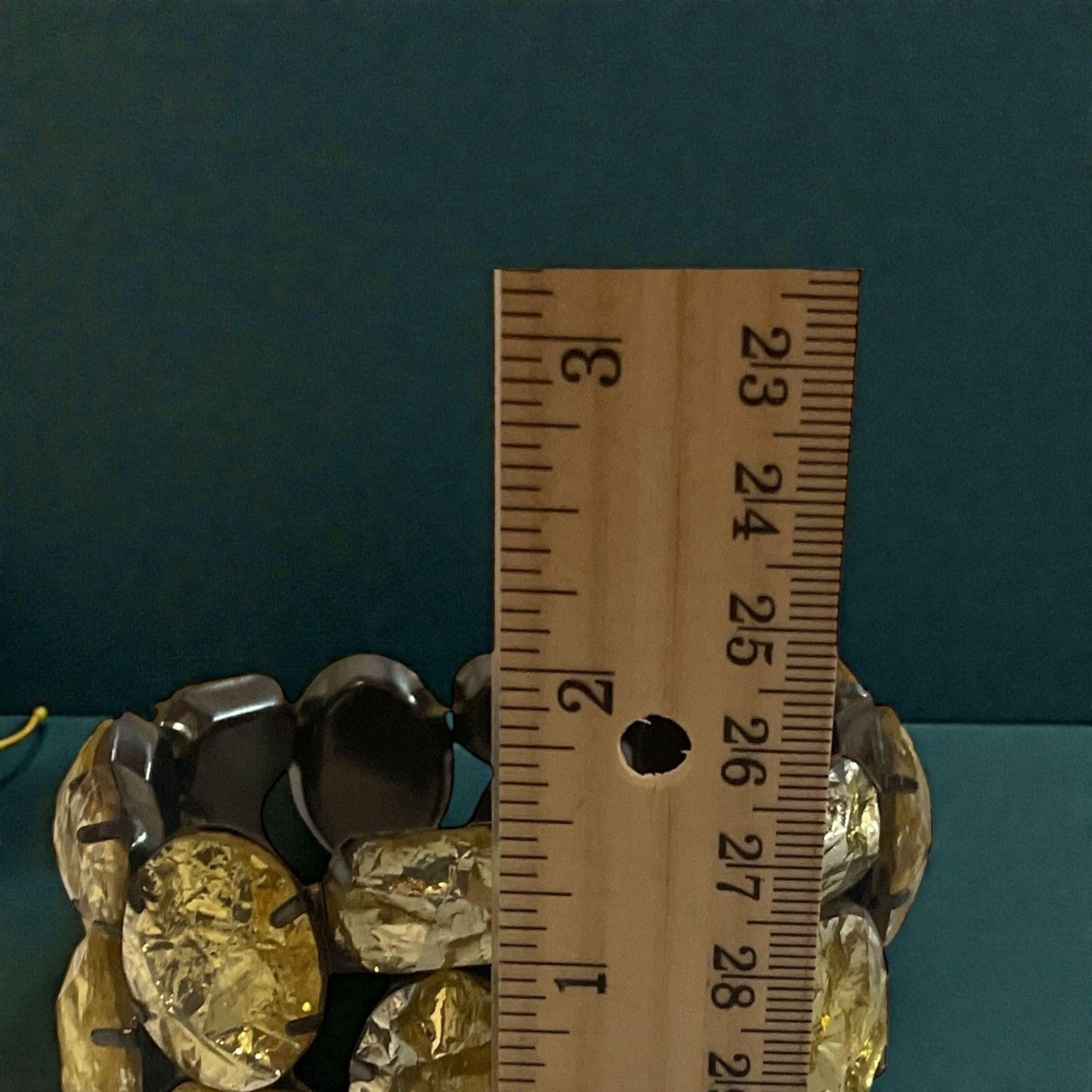 Vintage Gold Foil Faux Glass Stone Bracelet | Chunky Retro Statement Jewelry