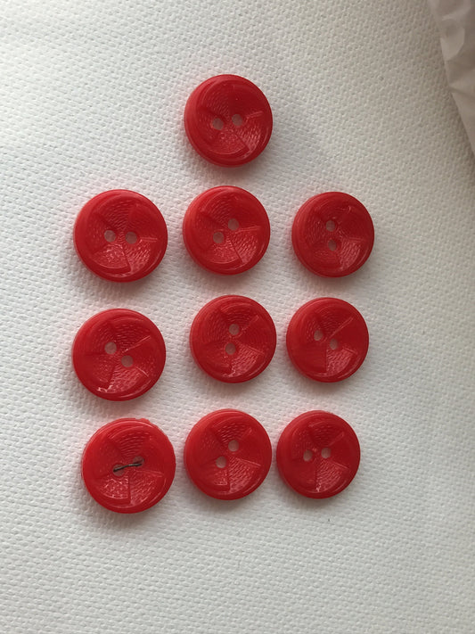 Lot of red textured vintage buttons - flat backs